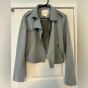 Anthropologie Women’s Faux Suede Blue Expressway Moto Jacket Size Medium EUC!!!
